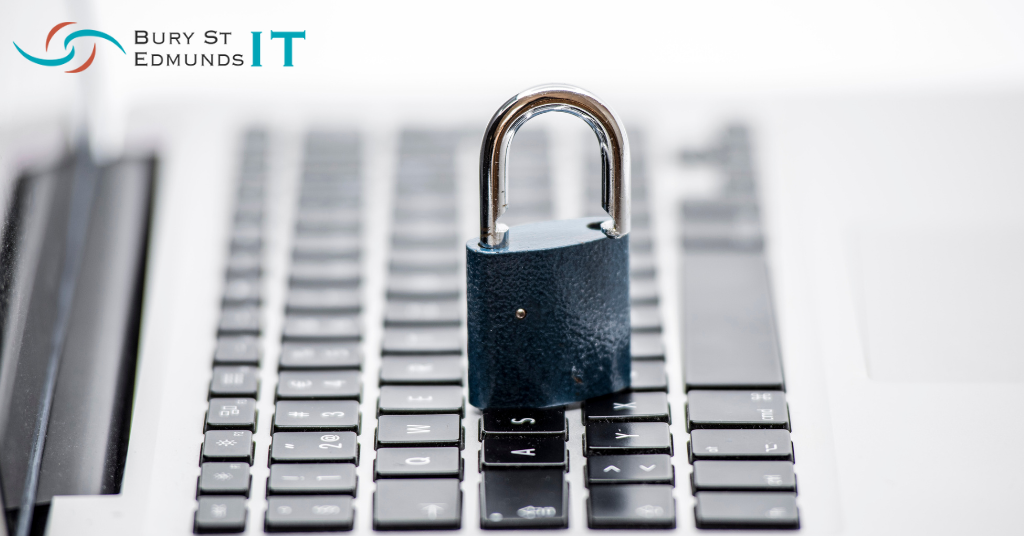 Data Encryption Padlock on laptop keyboard - Data Encryption